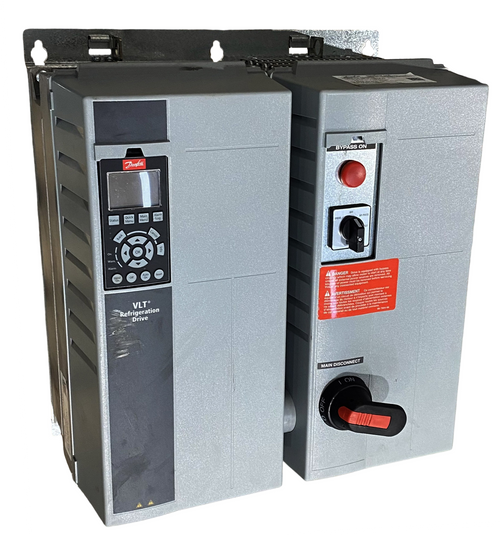 Danfoss 134F7594 Refrigeration Drive FC-103 15KW 20HP 3PH 380/480V 25A 50/60Hz VLT Main Disconnect HVAC Drive