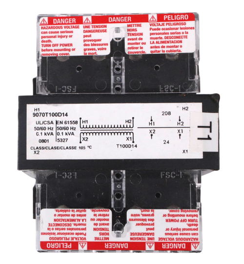 Square D 9070T100D14 Transformer 100VA 1PH P:240x480V S:120V 50/60Hz Type T Industrial Control