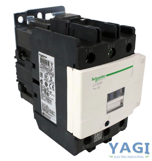 Schneider Electric LC1 D95T6 Contactor 95A 480V 60Hz 3P 1NO/1NC DIN Rail or Base Mount