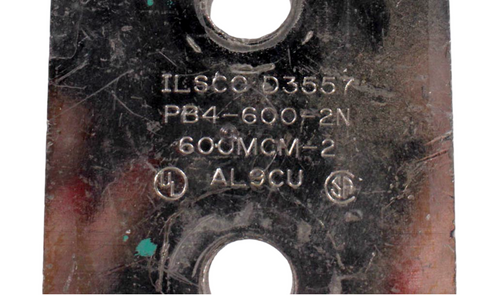 Ilsco PB4-600-2N Lug 600MCM-2 4 Ports 2 Holes 1/2 In Bolt 1-3/4 In Spacing AL Tin Plated