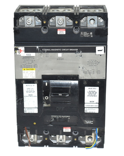 Square D MHL3640025DC1679 Breaker 400A 500V 3P 20kA W/Undervoltage Trip + Auxiliary
