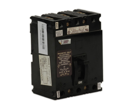 Square D FAL3600712M Breaker 7A 600V 3P 18kA@480V Trip Adjustment