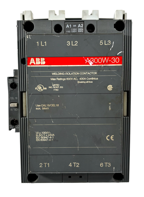 ABB A300W-30 Welding Isolation Contactor 400A Continuous 600V 3P 3PH ABB A300W-30 Welding Isolation Contactor 400A Continuous 600V 3P 3PH