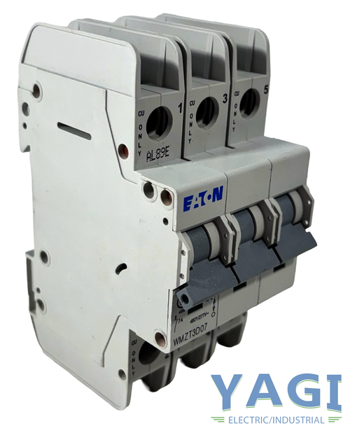Eaton WMZT3D07 Circuit Breaker | 7A | 3-Pole | 480Y/277V | 10kA | D Curve | DIN Rail | Screw Terminals