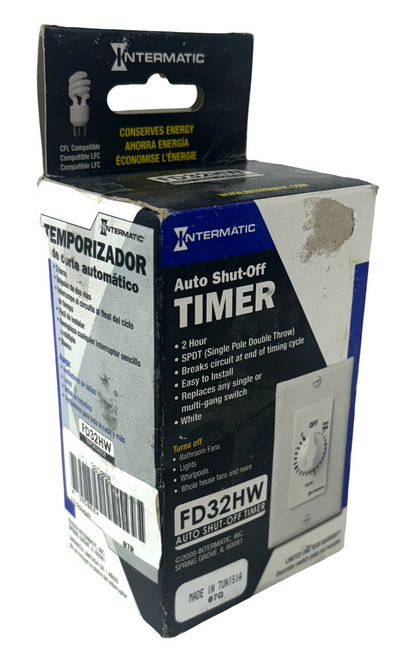 Intermatic FD32HW Timer Auto Shut-Off Spring Wound 125/277V 50/60Hz 1P 2 Hour Max