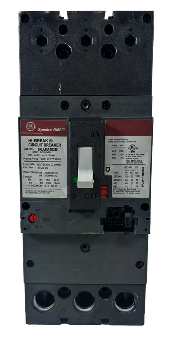 GE SFLA36AT0250 Spectra RMS Hi-Break Breaker 250A 600V 3P 25kA w/o Rating Plug