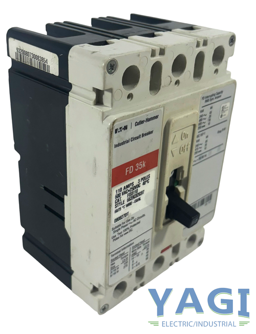 Eaton FD3110 Breaker 110A 600V 3P 3PH 18kA F Frame Series C Fixed Thermal Line and Load