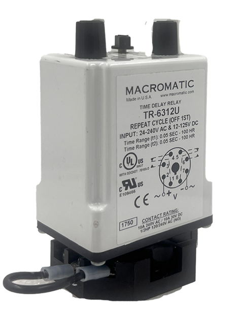 Macromatic TR-6312U Time Delay Relay 10A 240V 1/2HP Plug-In Analog