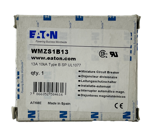 Eaton WMZS1B13 Miniature Circuit Breaker | 13A | 1-Pole | 240/277V AC | 10kA | Type B Curve