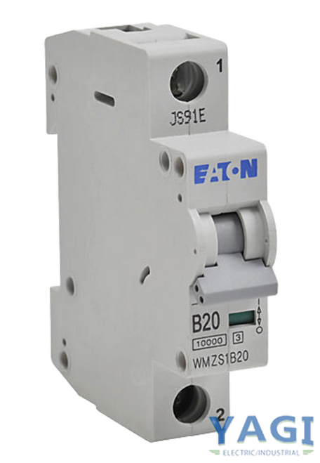 Eaton WMZS1B20 Breaker 20A 277V 1P 1PH 10kA Type B DIN Rail Trip Indicator Standard Terminal