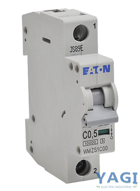 Eaton WMZS1C00 Breaker 0.5A 480/277V 1P 1PH 10kA Type C DIN Rail Trip Indicator Standard Terminal