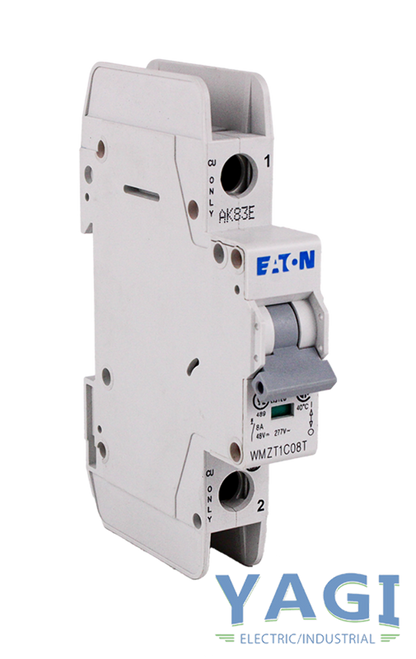 Eaton WMZT1C08T Breaker 8A 277V 1P 1PH 10kA Type C DIN Rail Trip Indicator Ring Terminal