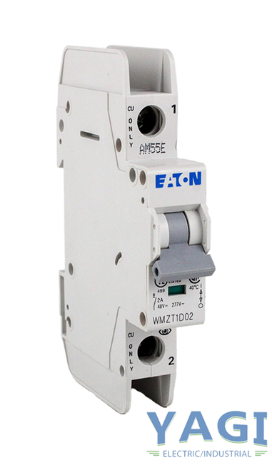 Eaton WMZT1D02 Breaker 2A 277V 1P 1PH 10kA Type D DIN Rail Trip Indicator Standard Terminal