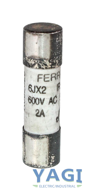 Ferraz 6JX2 Fuse 2A 600V 100kA Midget Class Fast-Acting High-Interrupting