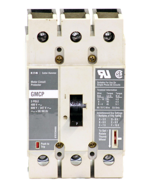 Eaton GMCP007C0C Motor Circuit Protector 7A 480V 3P