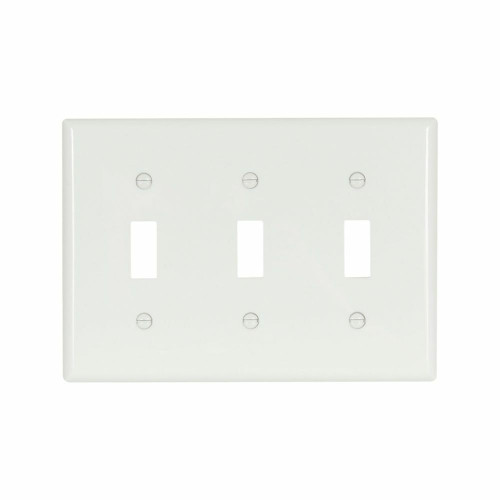 Eaton Cooper 5141W-BOX Unbreakable Wallplate Standard White Nylon Toggle Cutout 3 Gang