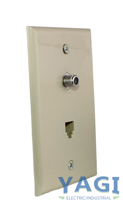 GC Electronics 30-9732-BU Combination Telephone/Coaxial Wall Plate 4-Conductor Telephone Box of 10