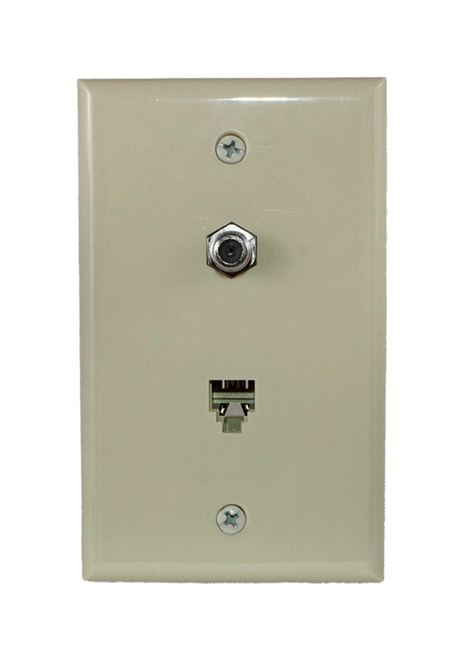 GC Electronics 30-9732-BU Combination Telephone/Coaxial Wall Plate 4-Conductor Telephone Box of 10