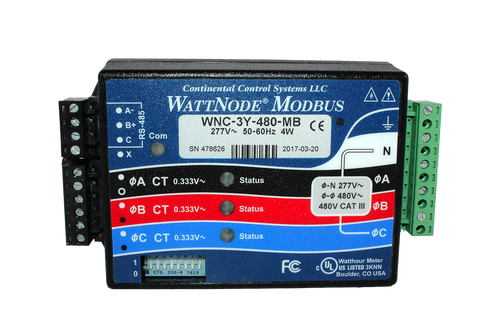 Continental Control Systems LLC WNC-3Y-480-MB Power Meter w/ Modbus Connection