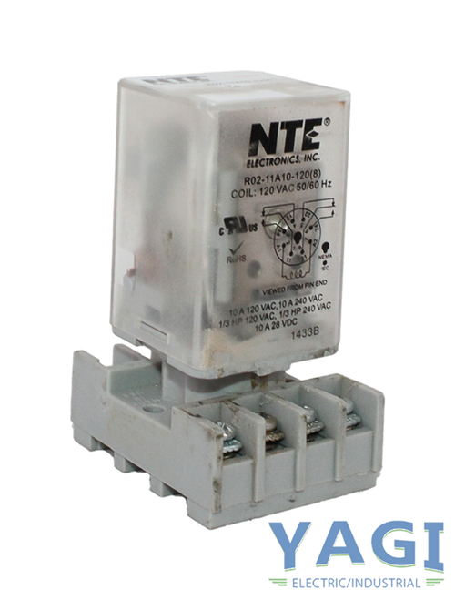 NTE R02-11A10-120(8) Multicontact AC Relay 10A 277VAC B300 Pilot Duty