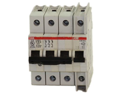 ABB S-203-U-K40A Breaker 40A 240V 4P 10kA 50/60 Hz