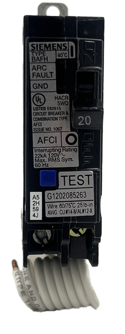 Siemens B120AFCH Circuit Breaker 20A 120/240V 1P 22kA