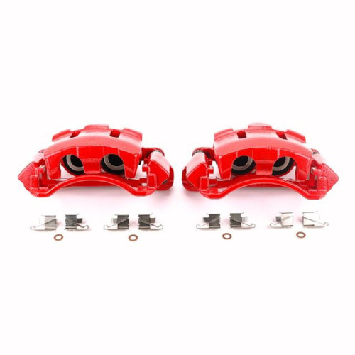 Power Stop Red Calipers w/Brackets - Pair Front Ford Excursion 2000-2005