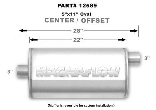 Magnaflow Perf Exhaust Stainless Muffler 3in Center In / Offset Out 12589