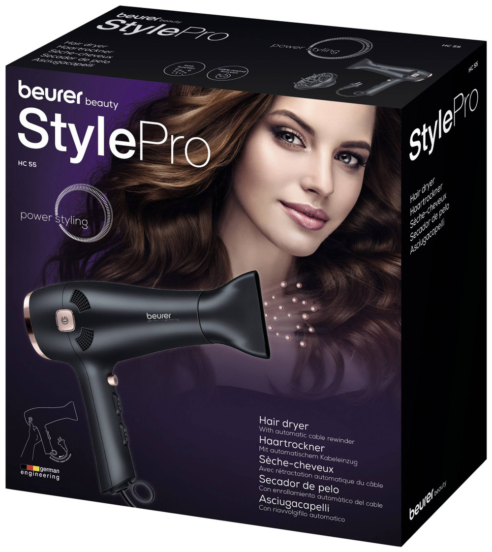 Beurer Beurer HC 55 hair dryer ,Hair dryer with 2 attachments & practical cable retractor| HC 55 - Beauty & Personal Care - Lebanon