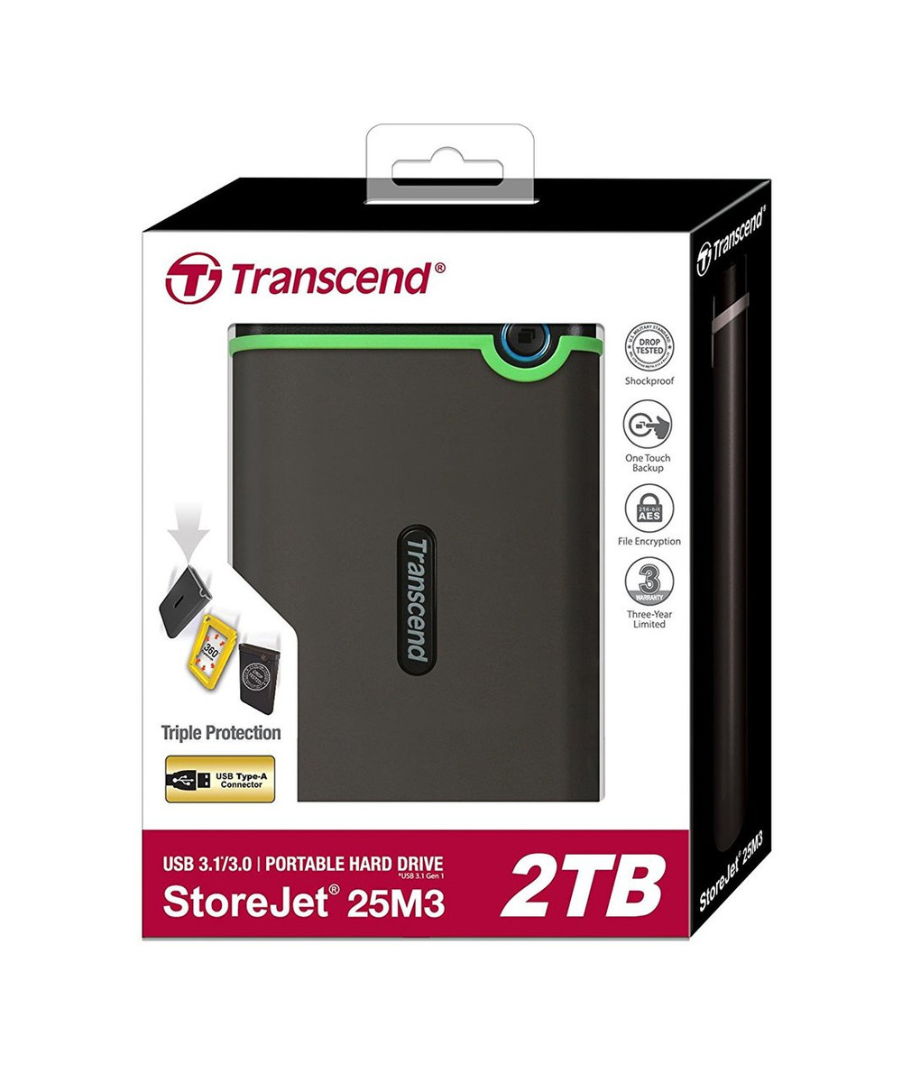 Transcend Transcend Storejet 2TB USB 3.0 2.5" Anti-Shock Rugged Portable External Hard Drive | TS2TSJ25M3S - Computers & Tech - Lebanon