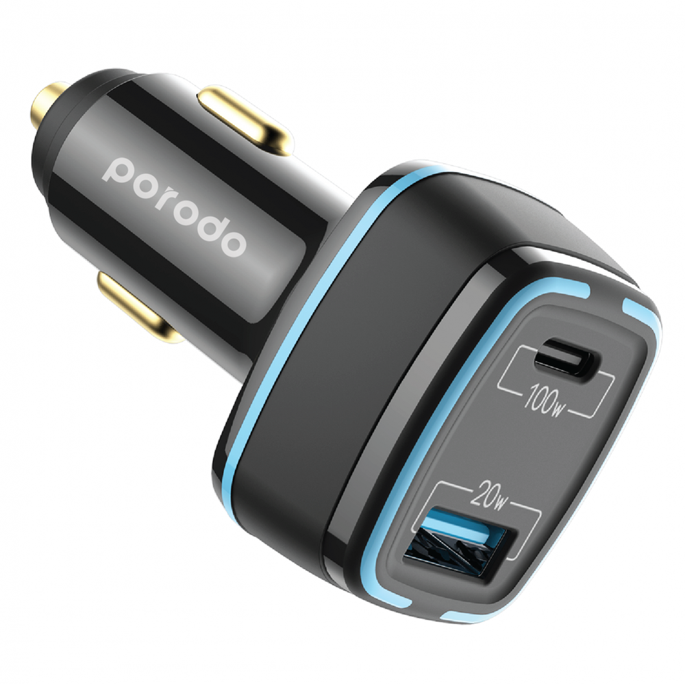 Porodo Porodo 120W Dual Output Car Super-Fast Charger , Black | PD-CCPD-BK - Phones & Wearables - Lebanon