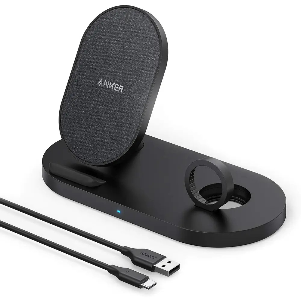 Anker Anker Wireless Charging Station PowerWave Sense 2-in-1 Stand with Watch Charging Holder for Apple Watch | A2595 - Phones & Wearables - Lebanon