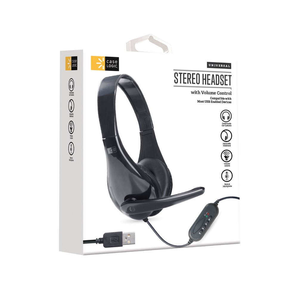 Case Logic Case Logic Stereo USB Boom Headset With Microphone CL-AU-OH-132-BK - Computers & Tech - Lebanon