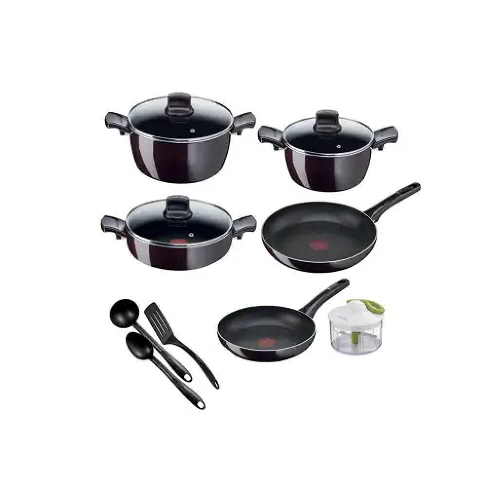 Tefal Tefal Resist Intense 12 pc set stewpots 22/26 cm, frypans 24/28 cm, shallow pan 26 cm, spoon, shopper, ladle, spatula | D5229383 - Home & Kitchen - Lebanon