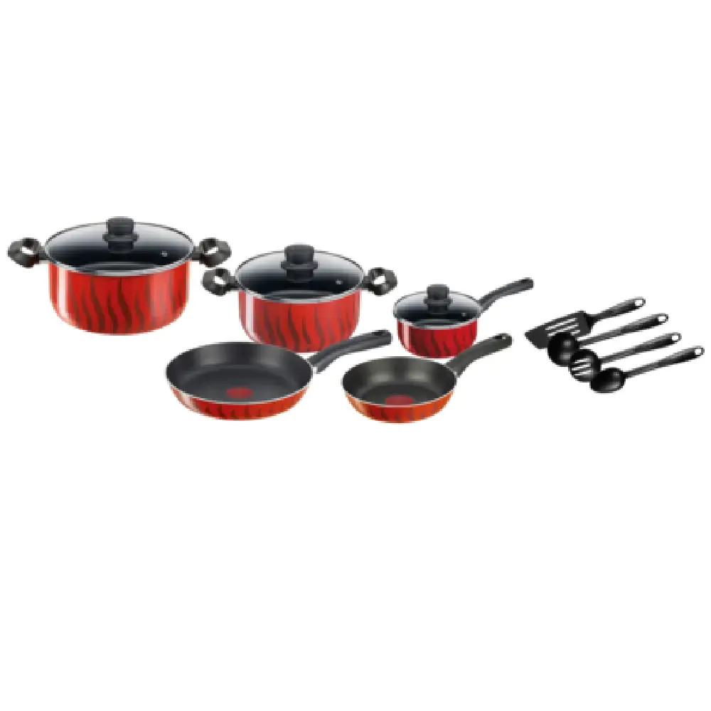 Tefal Tefal Tempo Flamme 12 pc set saucepan 16 cm+lid, stewpots 22/26 cm+lids, frypans 20/26 cm, spoon, ladle, slotted ladle, spatula 01LT | C3079282 - Home & Kitchen - Lebanon