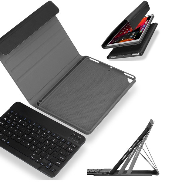 undefined Wireless Smart Keyboard Case Smart Cover Leather Stand Case for iPad 5,6,7,8,9,10.2" Black Cases, Keyboards & Sleeves - Computers & Tech - Lebanon