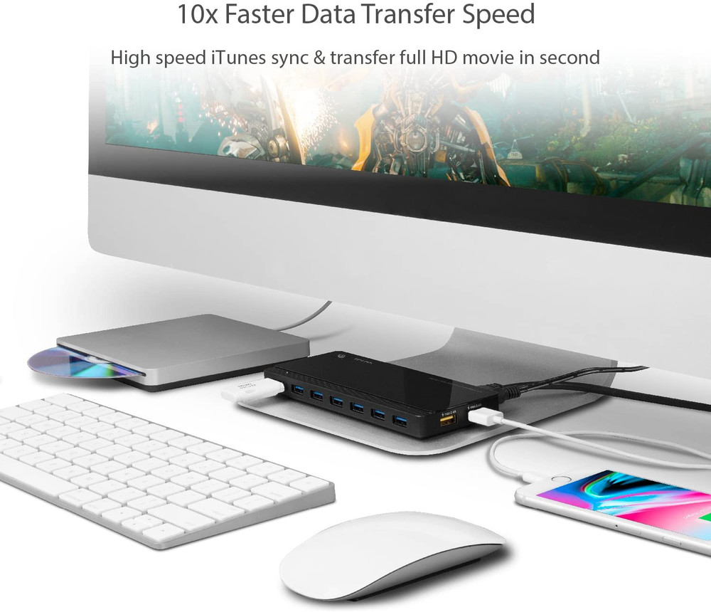 TP-Link TP-Link Powered USB Hub 3.0 with 7 USB 3.0 Data Ports and 2 Smart Charging USB Ports. Compatible with Windows, Mac, Chrome & Linux OS, with Power On/Off Button, 12V/4A Power Adapter( UH720 ) - Computers & Tech - Lebanon