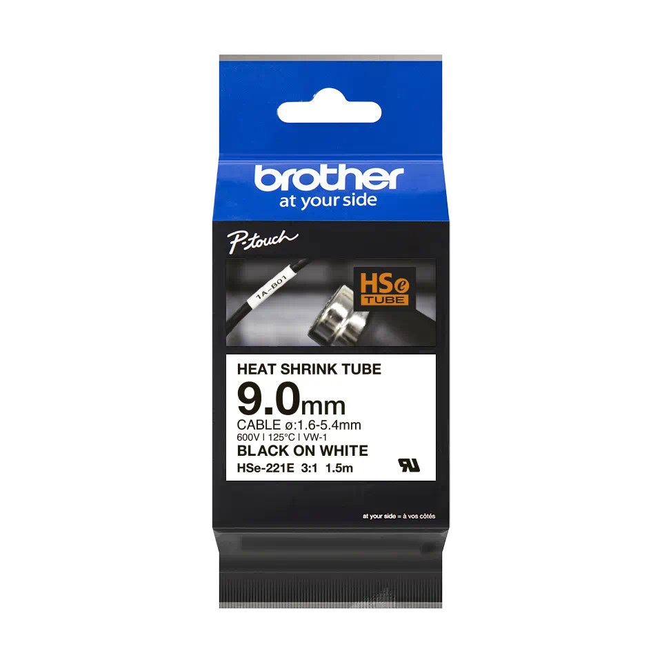 Brother Brother Heat Shrink Tube Cassette 9mm- Black on White | HSe-221E - Home & Kitchen - Lebanon