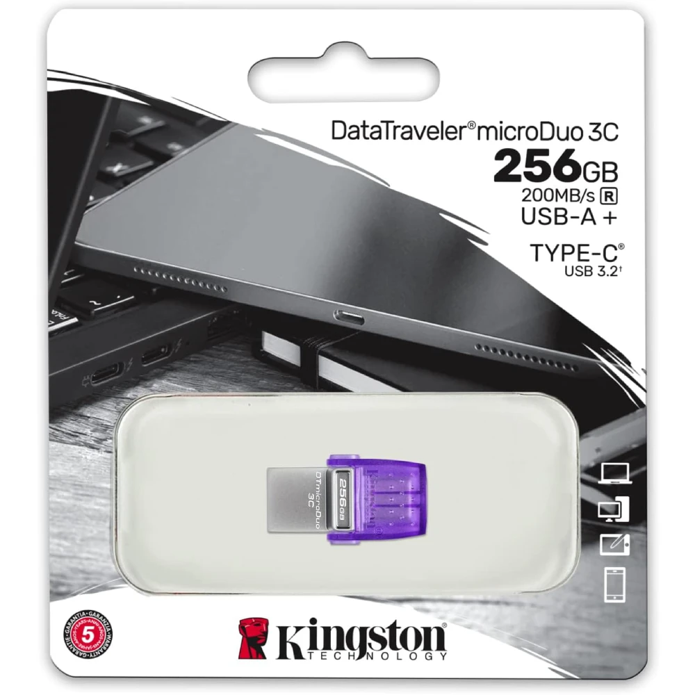 Kingston Kingston DataTraveler microDuo 3C 256GB USB-C & USB-A Flash Drive | DTDUO3CG3/256GB - Computers & Tech - Lebanon