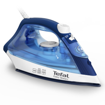 Tefal Tefal Easy Steam Iron - 1200w Non Stick Soleplate, Blue/White | FV1941M0 - Home & Kitchen - Lebanon