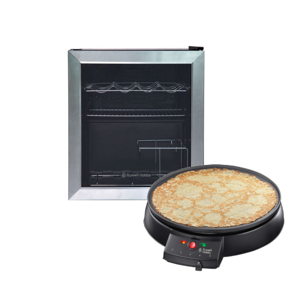 Russell Hobbs Russell Hobbs Black Table Top 46L Fridge + Free Crepe Maker | RHGWC3SS‐C+ RH 20920 - Home & Kitchen - Lebanon