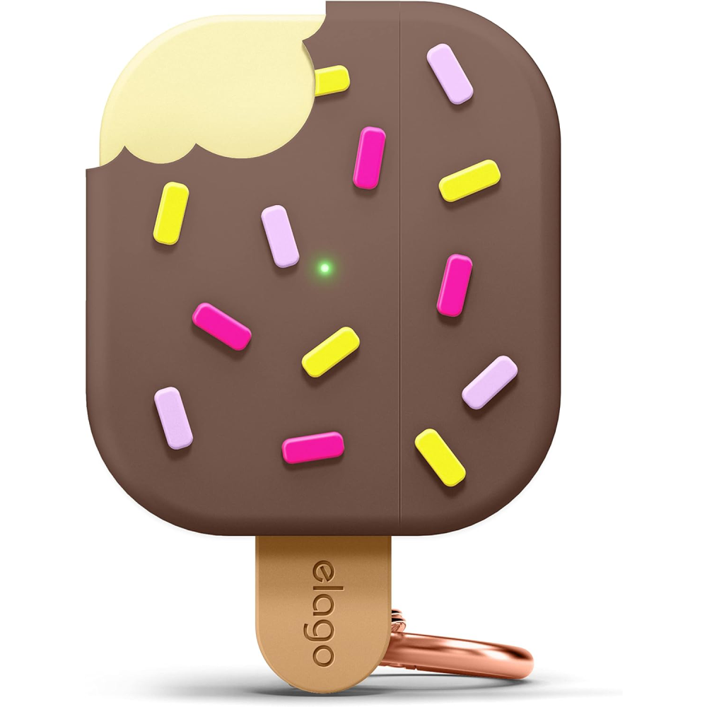Elago Ice Cream Case Compatible with AirPods 3 Case Cover - Compatible with AirPods 3rd Generation, Carabiner Included, Supports Wireless Charging, Shock Resistant, Full Protection (Chocolate) | EAP3-ICE - Computers & Tech - Lebanon