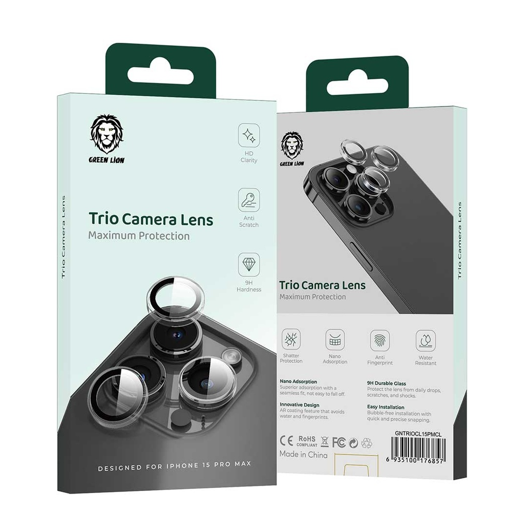 Green Lion Green Lion Trio Camera lens iPhone15 Pro/15 Pro Max -Clear | GNTRIOCL15PMCL - Phones & Wearables - Lebanon
