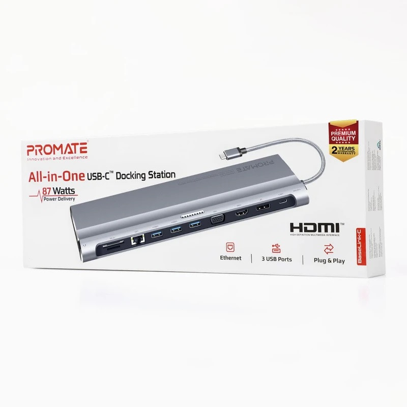 Promate PROMATE BaseLink-C All-in-1 USB-C™ Docking Station with 87W Power Delivery - Computers & Tech - Lebanon