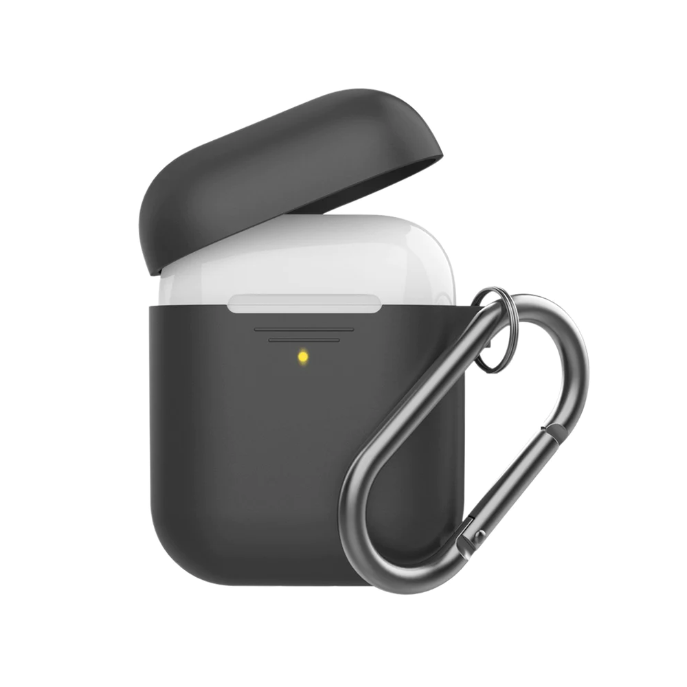 Promate Promate Slim Silicon case for Apple Airpods with Carabiner Hook - Black | GRIPCASE - Phones & Wearables - Lebanon