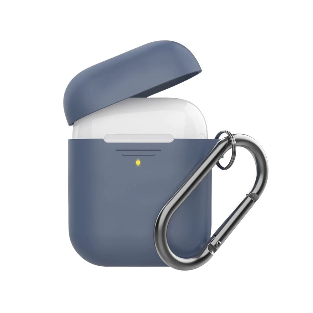Promate Promate Slim Silicon case for Apple Airpods with Carabiner Hook - Navy | GRIPCASE - Phones & Wearables - Lebanon