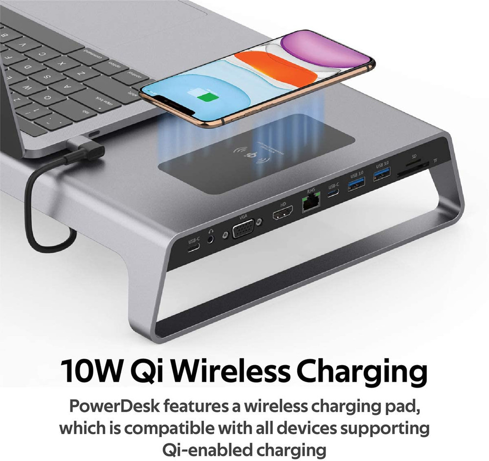 Promate PROMATE Power Desk 11-in-1 Ergonomically Designed Anti-Skid Aluminium Alloy DeskHub - Computers & Tech - Lebanon