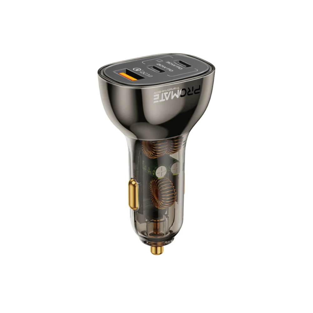 Promate Promate 80W Multi-Port Transparent Car Charger with QC 3.0 and Power Delivery | TransDrive-80W - Phones & Wearables - Lebanon