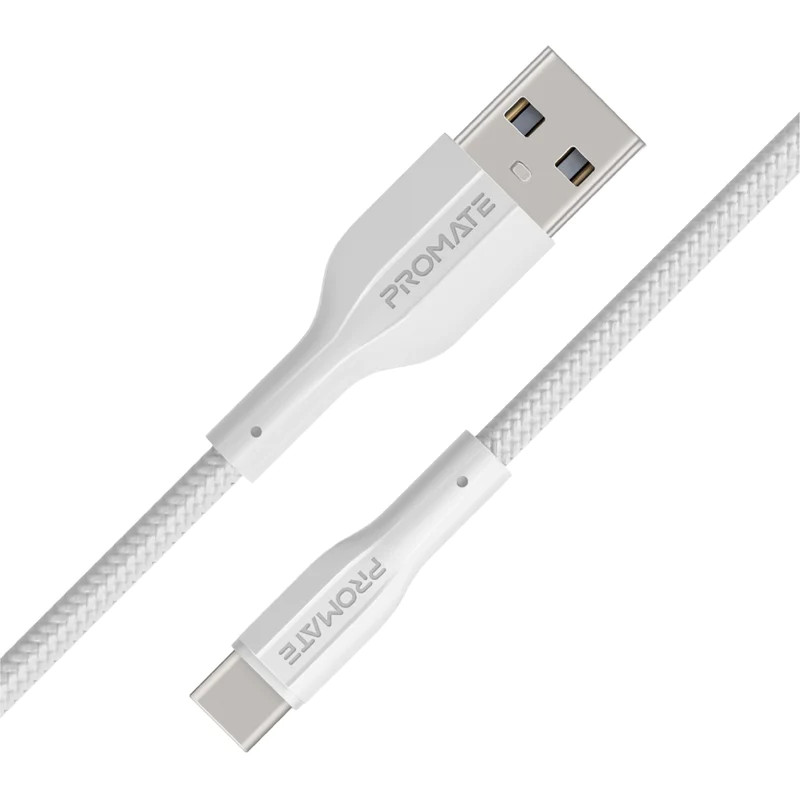 Promate Promate Super Flexible Data and Charge USB-C cable ,White,1M | XCord-AC.White - Computers & Tech - Lebanon
