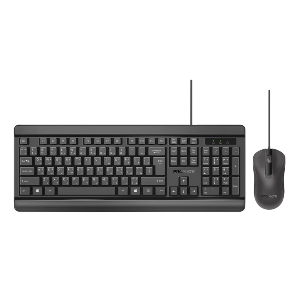 Promate Promate Quiet Keys Wired Keyboard and Mouse | Combo-CM6 - Computers & Tech - Lebanon